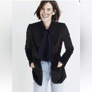 Madewell Black Crushed Velvet Blazer